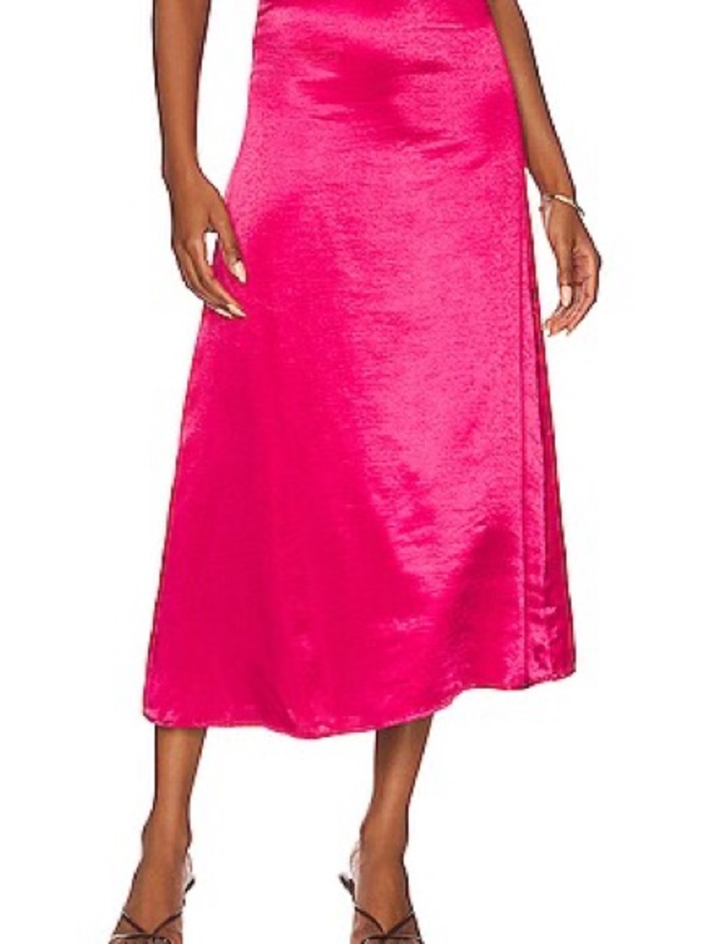 House of Harlow 1960 Hot Pink Satin Midi Skirt